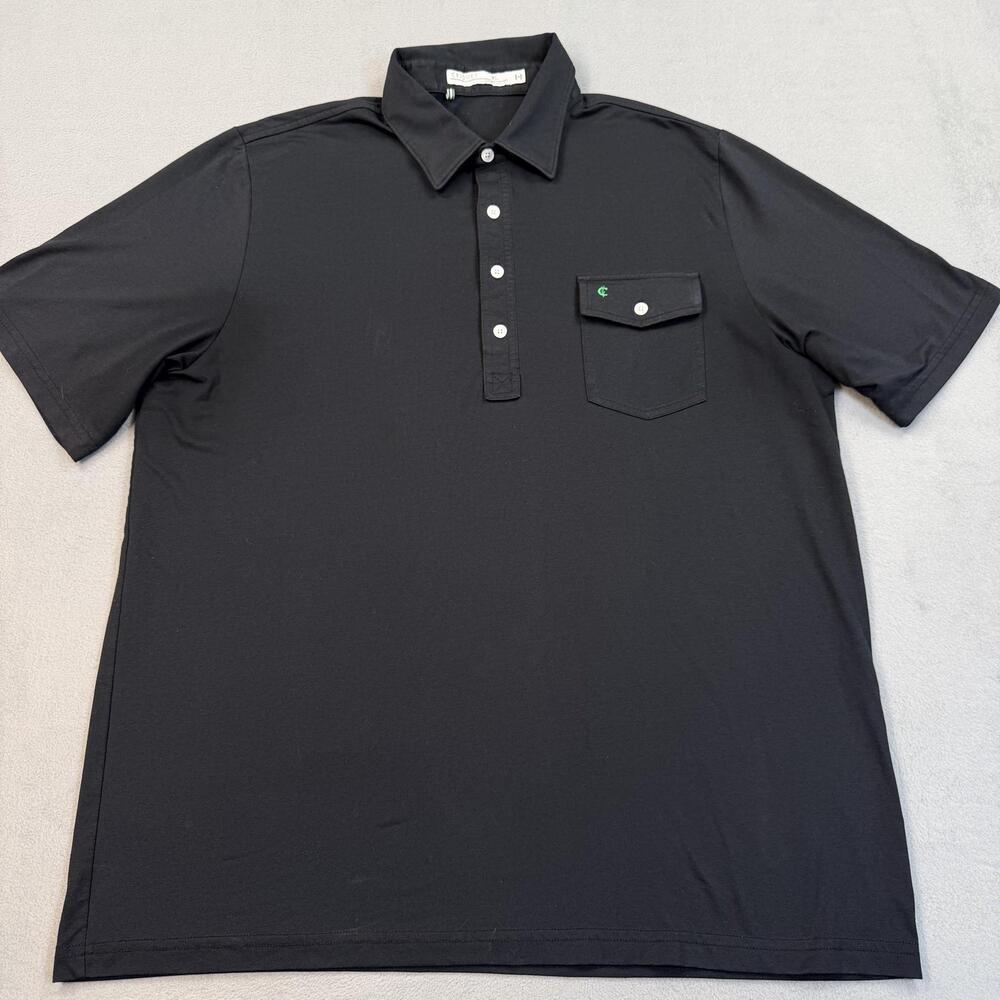 Criquet Polo Shirt Mens XL Black Performance Pima Cotton Golf Pocket Stretch